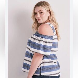 Women's Lucky Brand Cold Shoulder Stripe Top, Size M